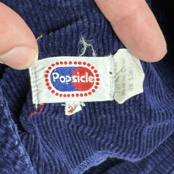 24 Months Vintage Popsicle Navy Blue Overalls 80s, 90s Cotton Corduroy Wide Wale - Picture 8 of 12